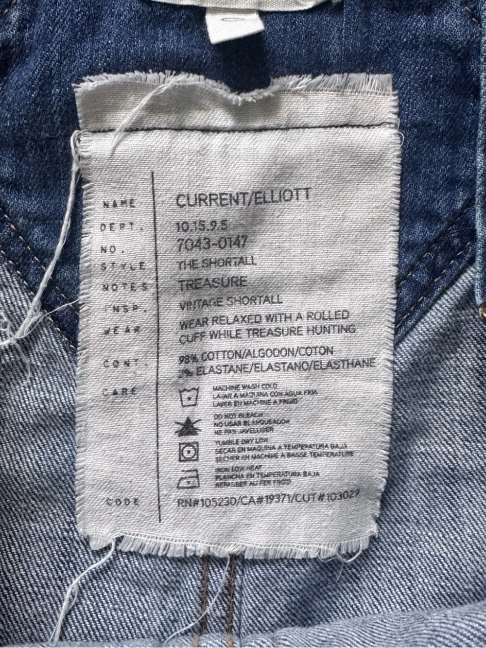 Current/Elliott The Short Tall Treasure Vintage Light Blue Denim Overalls - Picture 4 of 8